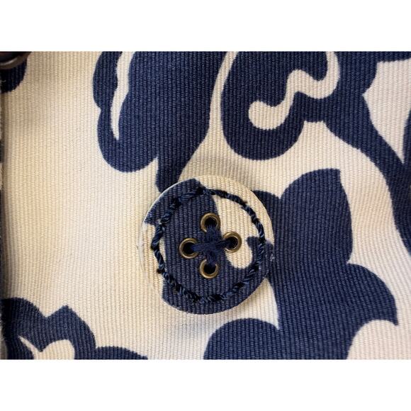 Merona Trench Coat/Jacket Blue Floral with Belt/Double Buttons / Women's S - Picture 4 of 11